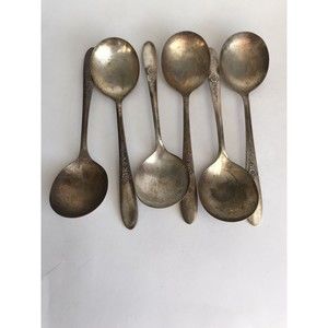 Set 6 Tudor Plate "Fantasy" Pattern Silverware soup spoon Oneida Community